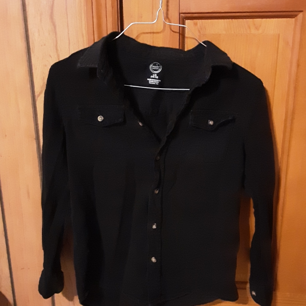 Wonder Nation large girls button up black shirt.